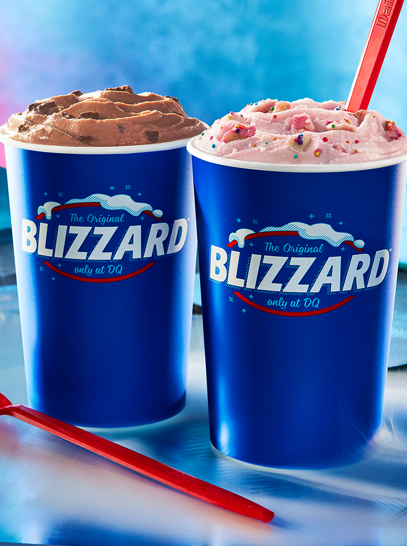 Frosted animal cookie Blizzard and Brownie Batter Blizzard