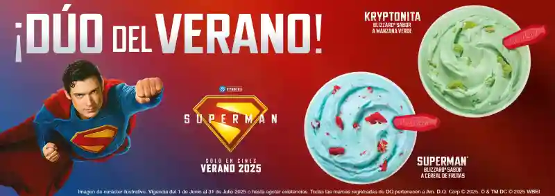 Superman y Kryptonita Blizzards con cucharas rojas.