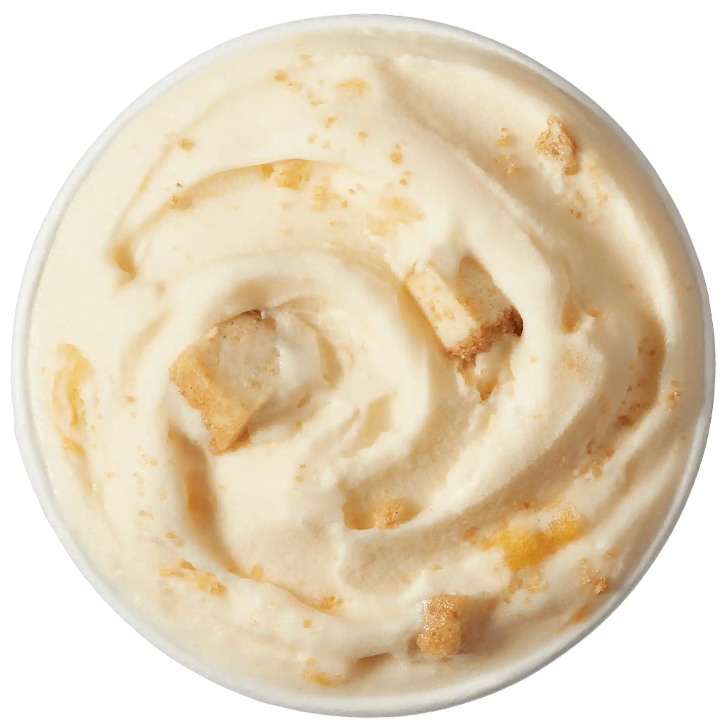 Mango Pay de Queso Blizzard de DQ con cuchara roja.