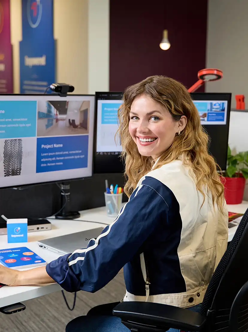 woman sitting at a desk