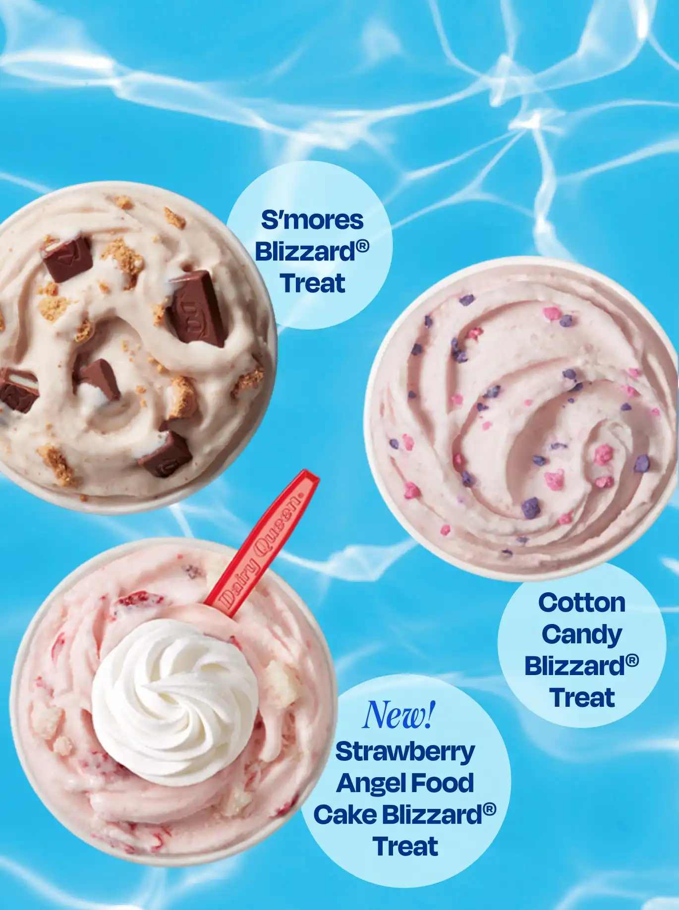 Strawberry Angel Food Cake, S'mores and Cotton Candy Blizzard Treats