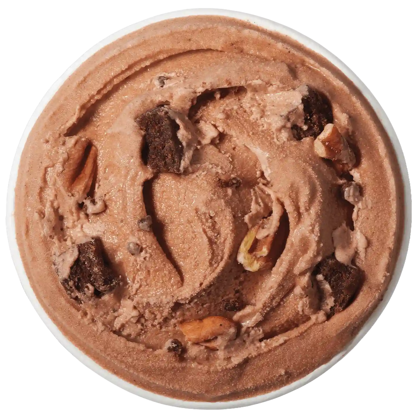 Brownie Temptation Blizzard de DQ con cuchara roja.