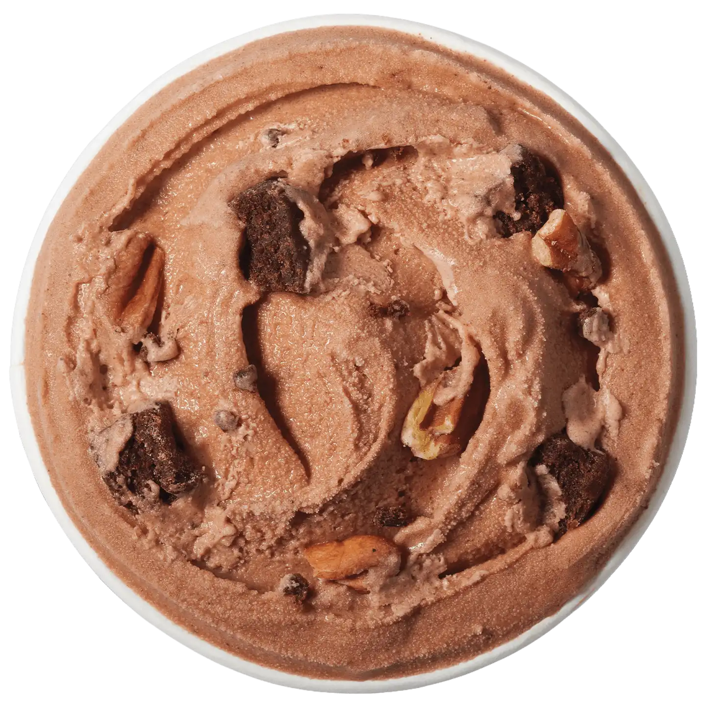 Brownie Temptation Blizzard de DQ con cuchara roja.