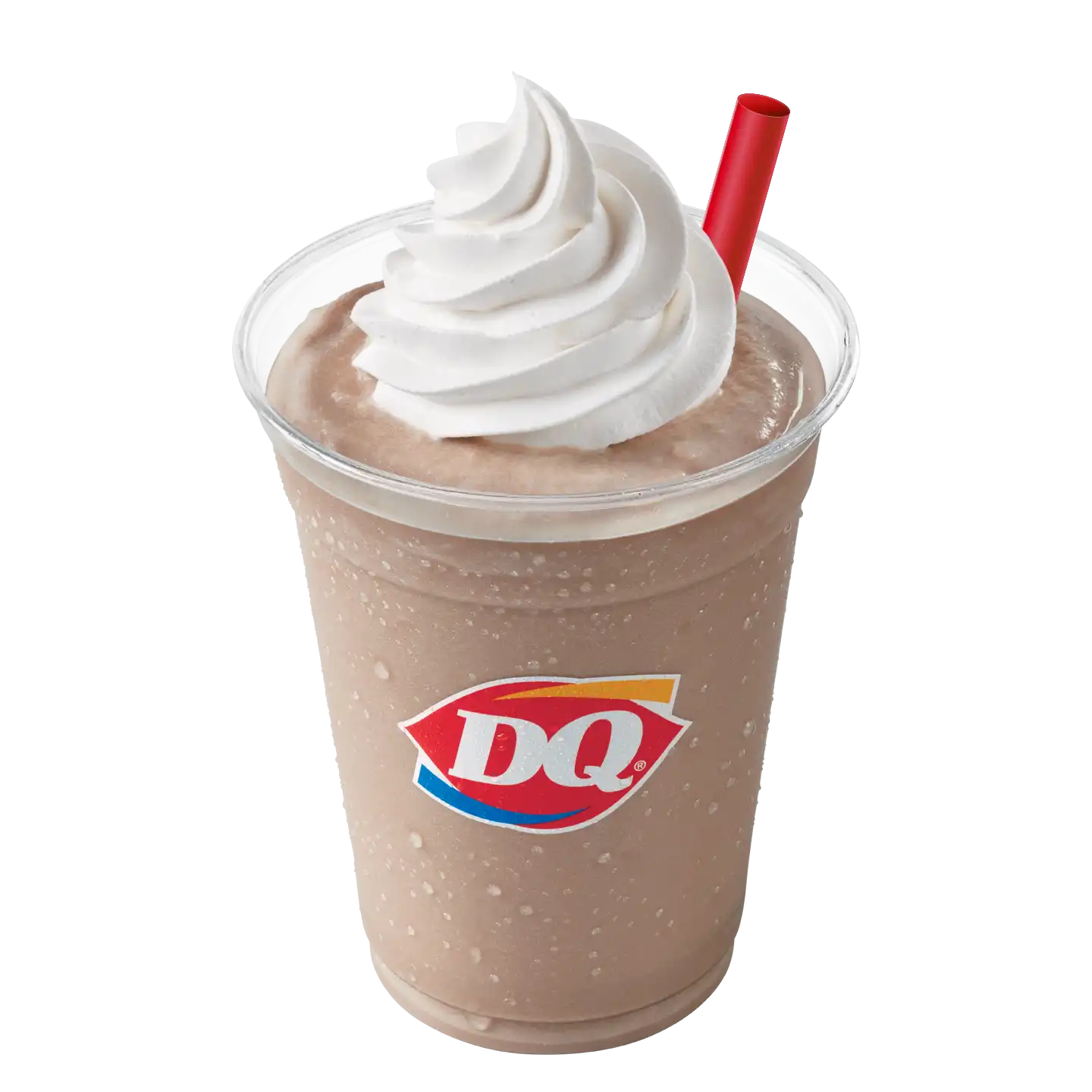 Malteada Chocolate con crema batida en vaso del la marca DQ.