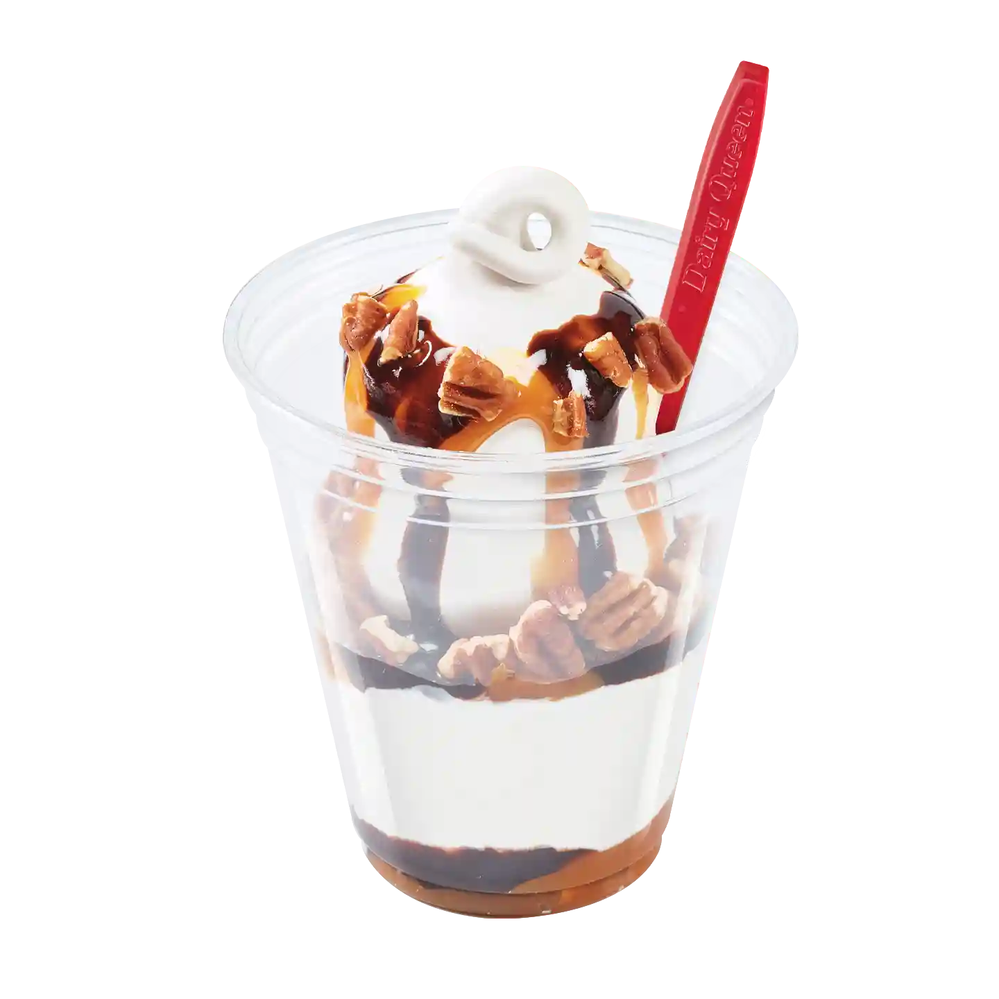 Pecan Mudslide en un vaso de la marca DQ.