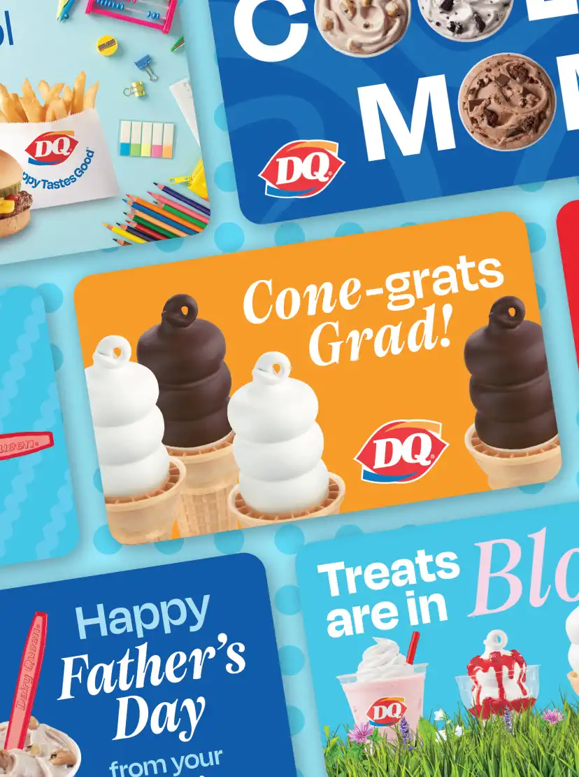 DQ gift cards with various designs