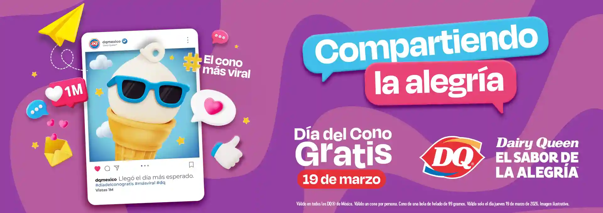 Campaña Dairy Queen México Día del Cono Gratis 19 de marzo