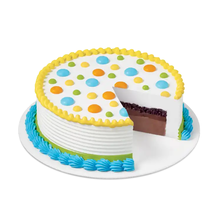 Pre-made Classic DQ Cake with polka dot design