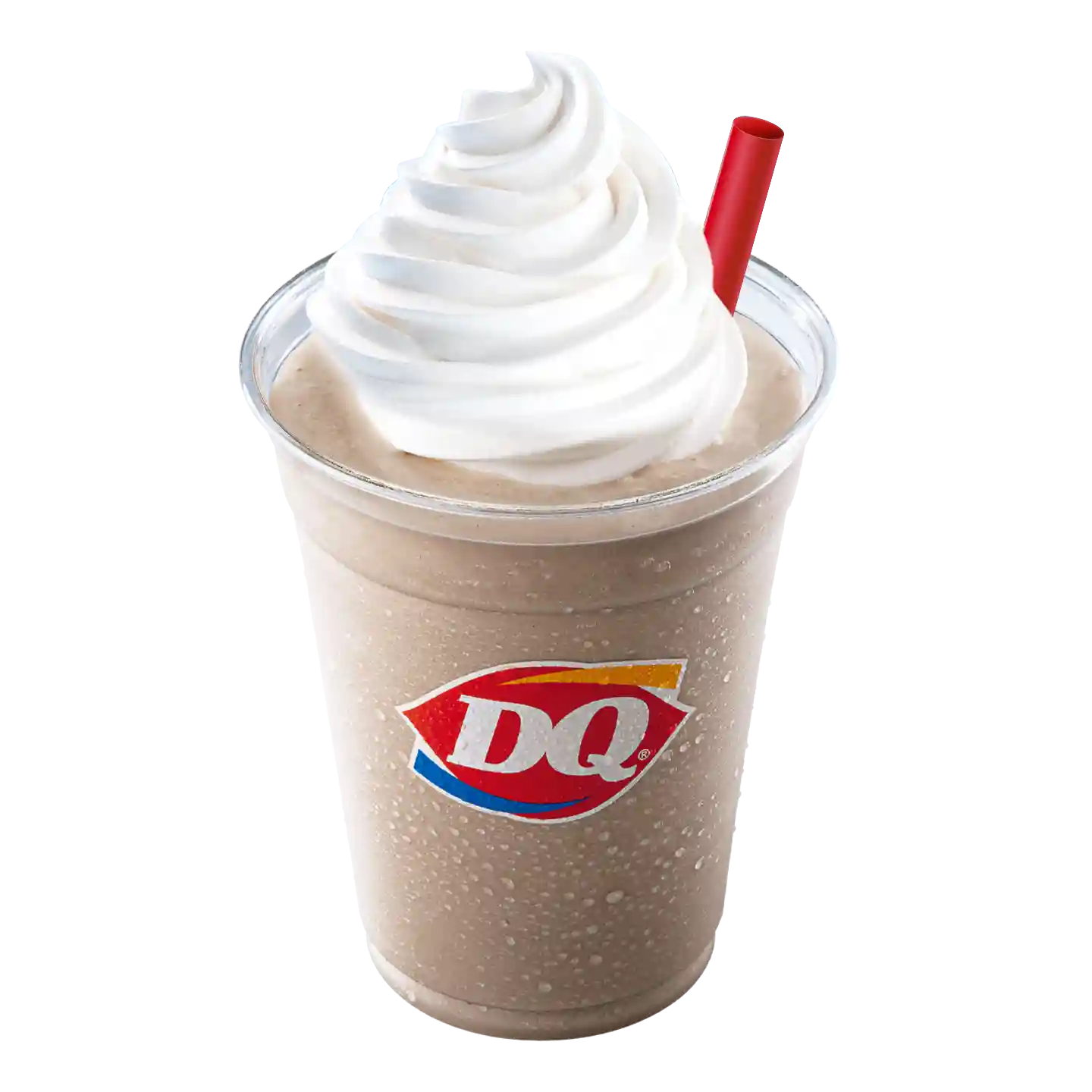 Malteada Crema de Avellana con crema batida en un vaso del la marca DQ.