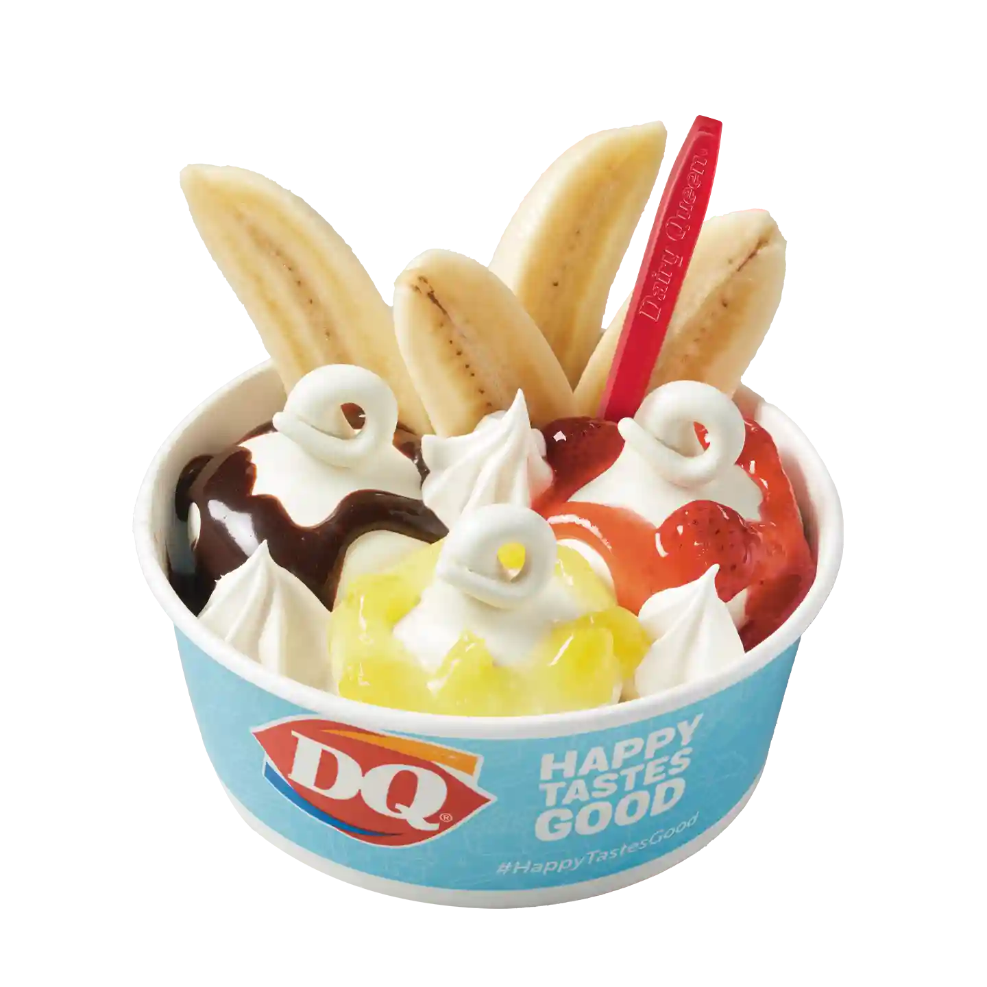 Banana Split en una taza de la marca DQ.