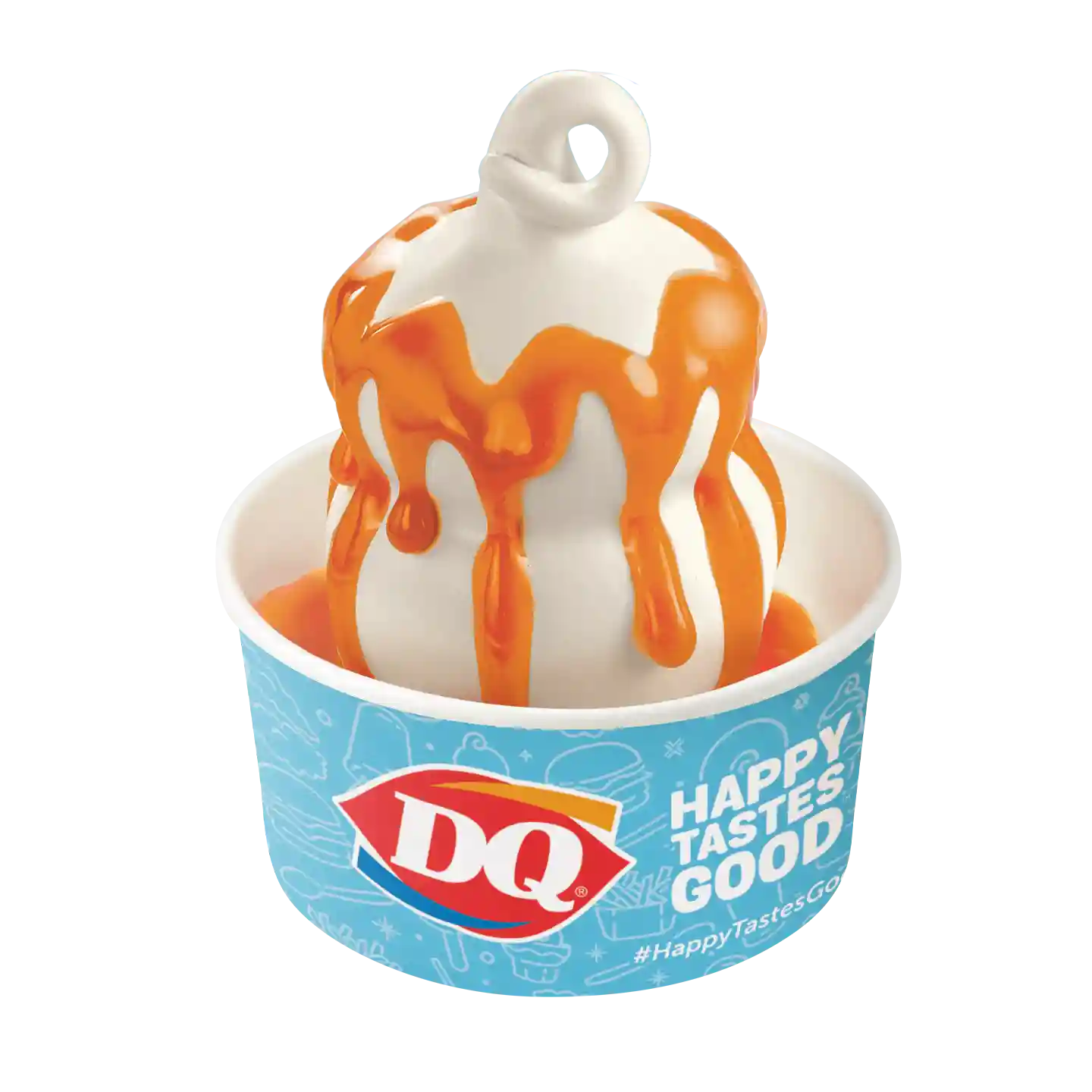Sundae Caramelo en una taza de la marca DQ.