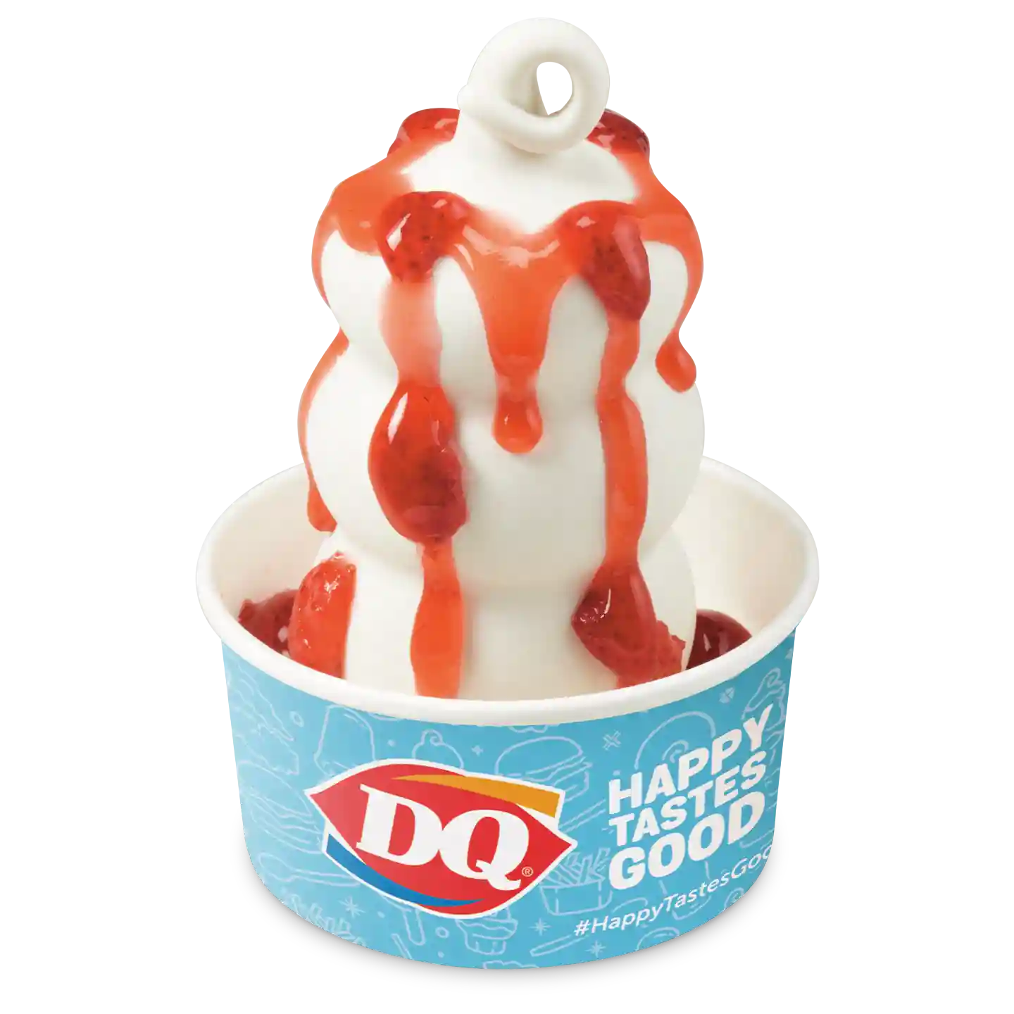 Sundae Fresa en un vaso de la marca DQ.