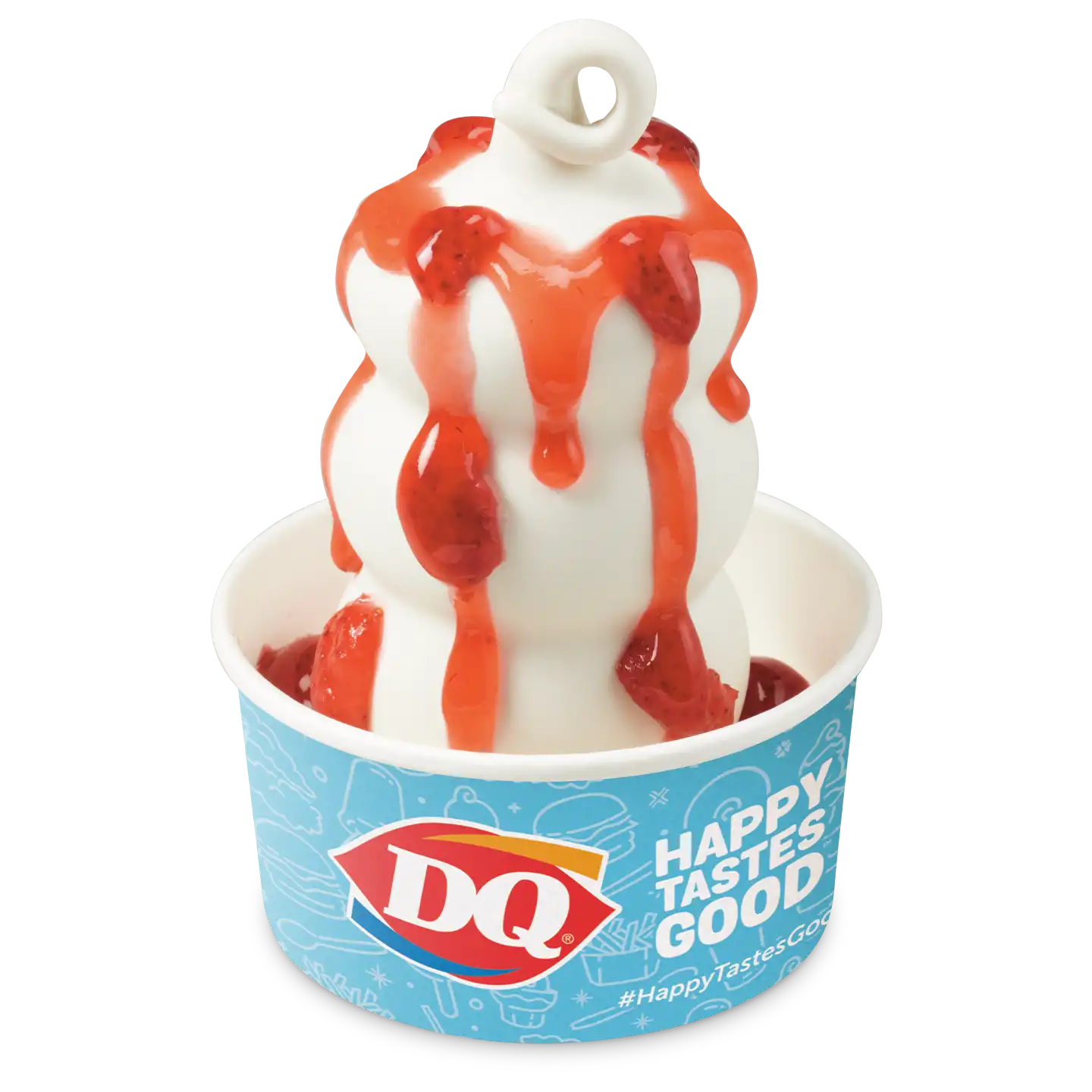 Sundae Fresa en un vaso de la marca DQ.