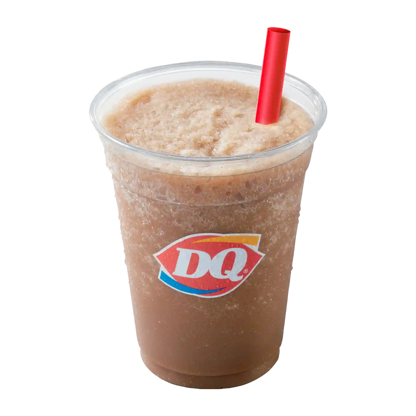 Café Slush con crema batida en vaso del la marca DQ.