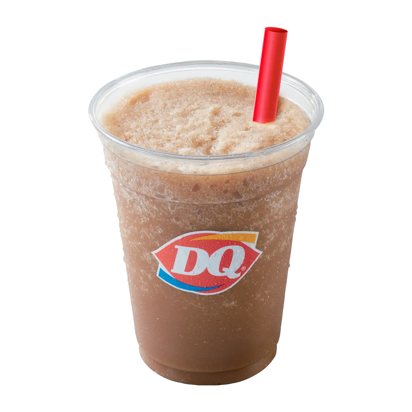 Café Slush con crema batida en vaso del la marca DQ.
