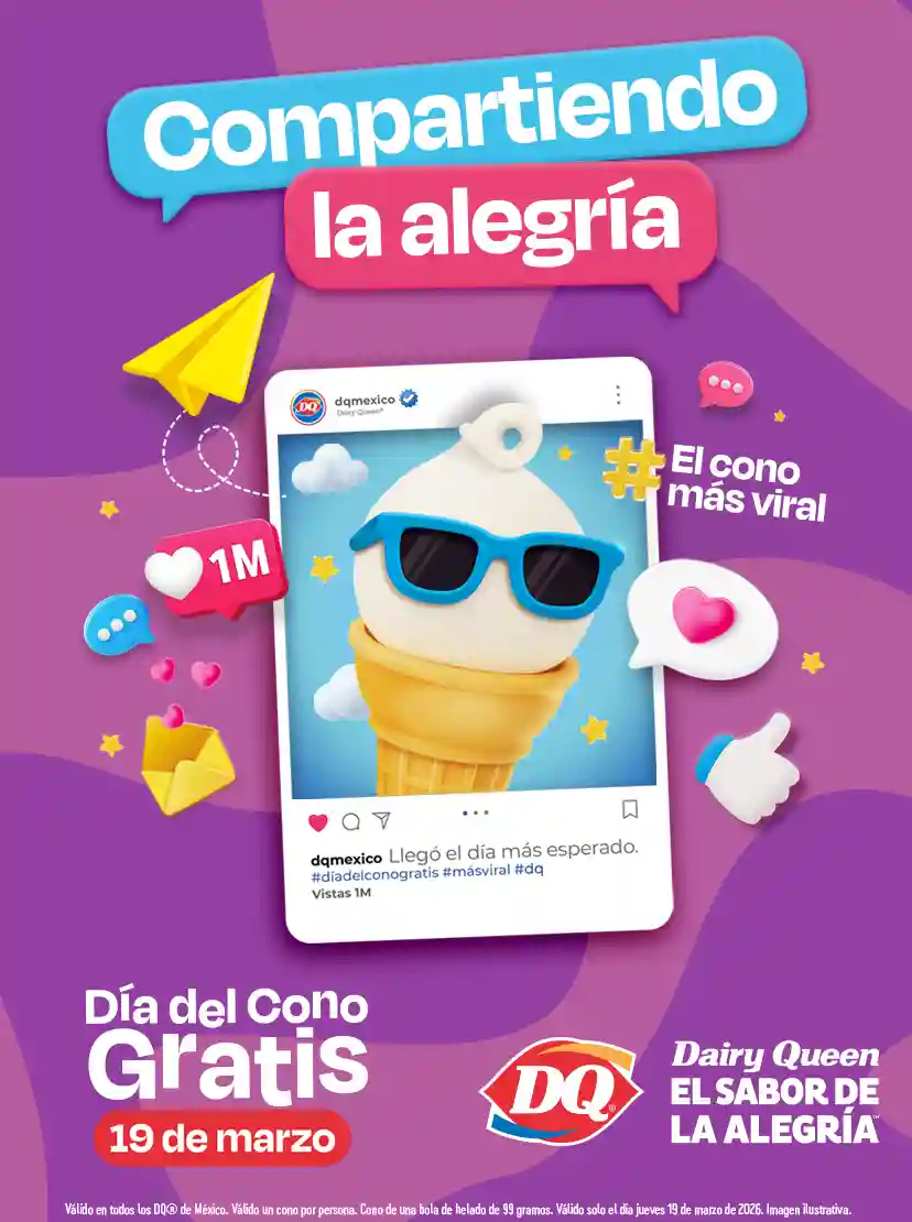 Campaña Dairy Queen México Día del Cono Gratis 19 de marzo