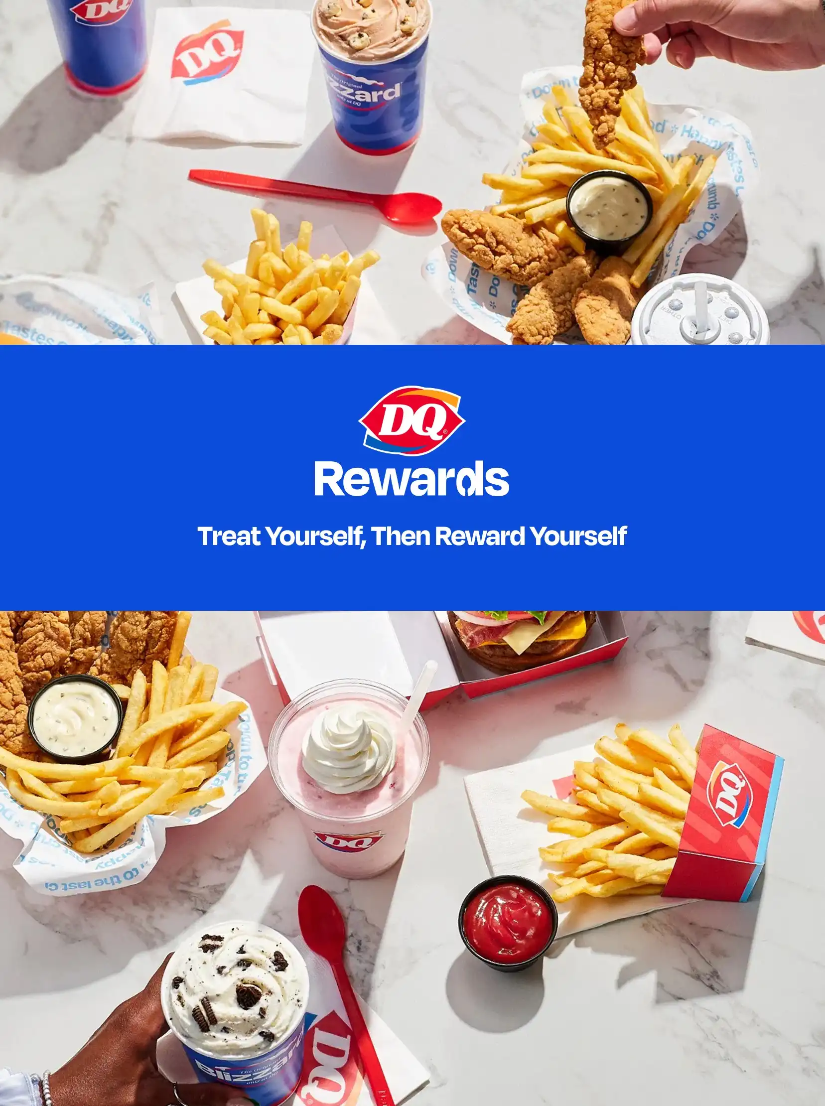 A table with DQ food and treats
