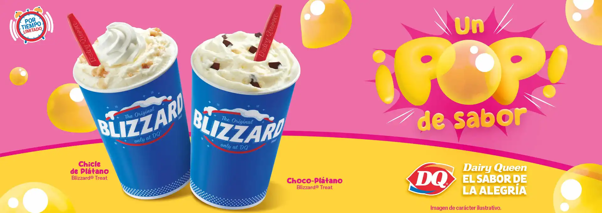 Chicle de Plátano y Choco Plátano Blizzards con cucharas rojas.